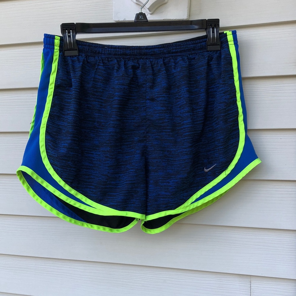 Nike Women’s Navy Athletic Shorts with Neon Yellow Trim